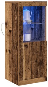 LED világítással rendelkező oldalajtó régi fa 41x37x100 cm