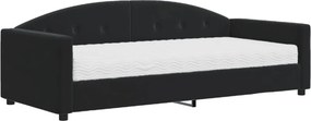 vidaXL fekete bársony heverő matraccal 90 x 200 cm