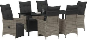 vidaXL Kert étkező szett párnával 7 pcs Szürke polirattan
