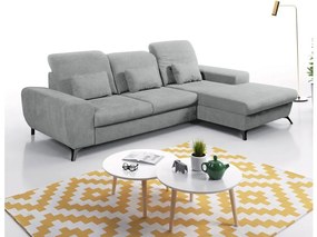 Ággyá nyitható, jobb oldali L-alakú kárpitozott ülőgarnitúra tárolóval ALTA, szürke