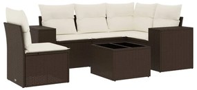 vidaXL 6 részes barna polyrattan kerti ülőgarnitúra párnával
