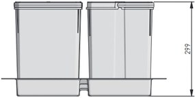 Hulladékgyűjtő AxiSpace 600mm, mozgatórendszer nélkül, 1x15L, 2x7L edényekkel, tálcával, fedelekkel