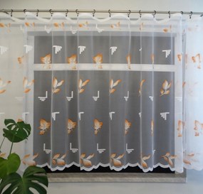 Mg Függöny jacquard levelek narancssárga 220x145 kész szalaggal Iwona lengyel