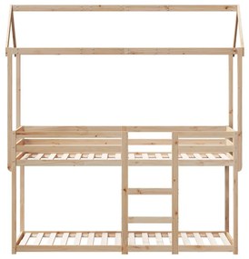 tömör fenyőfa ágy emelettel és tetővel 75 x 190 cm
