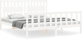 vidaXL fehér tömör fa ágykeret fejtámlával Super King Size