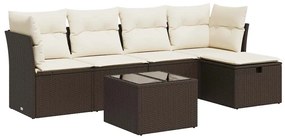 vidaXL 6 részes barna polyrattan kerti ülőgarnitúra párnával