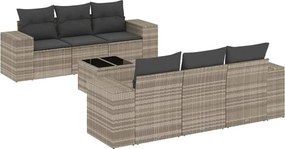 vidaXL 7 részes világosszürke polyrattan kerti ülőgarnitúra párnákkal