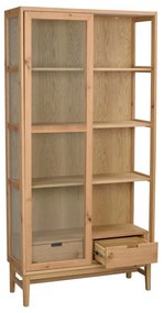 Natúr színű tálalószekrény tolóajtóval, tölgyfa dekorral 100x203 cm Hazelton – Rowico