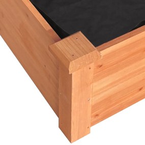barna tömör fenyőfa kerti magaságyás béléssel 120x60x25 cm