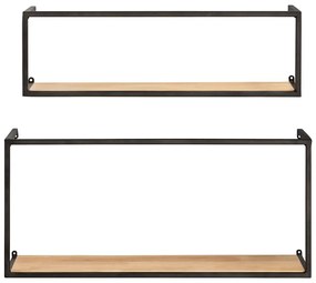 Pieces 2 db fémszerkezetű fenyőfa polc, szélesség 55 cm - Wenko