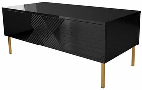 Dohányzóasztal Merced A100Fekete, Fényes fekete, 49x55x120cm, Laminált forgácslap, Sarok