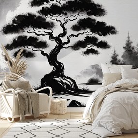 Fotótapéta - Fekete-fehér bonsai (147x102 cm)