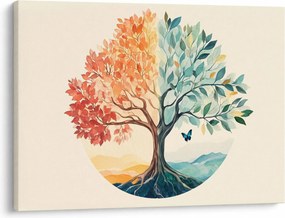Kép – Duális fa pillangóval (70x50 cm)