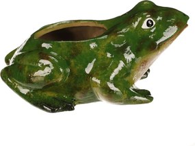 Kerámia virágtartó béka formában zöld