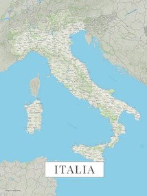 Italy color Térképe, (30 x 40 cm)
