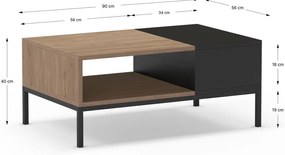 Fekete-natúr színű dohányzóasztal 56x90 cm Cailin – Marckeric