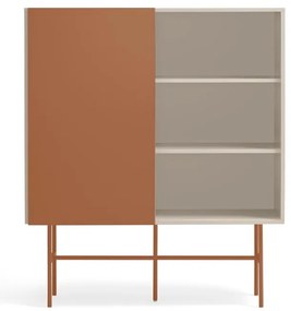 Téglavörös-bézs magas komód tolóajtóval 120x140 cm Nube – Teulat