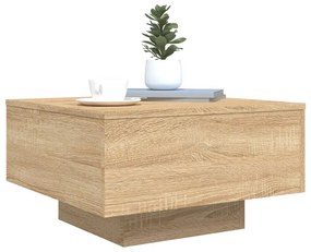 sonoma tölgy színű dohányzóasztal LED-lámpákkal 55 x 55 x 31 cm