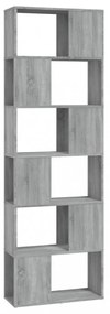 szürke sonoma színű térelválasztó könyvszekrény 60x24x186 cm