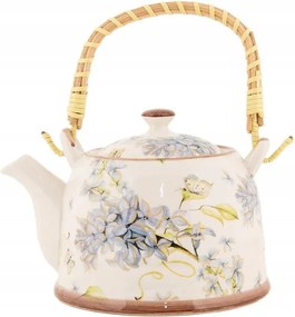 Porcelán teáskanna szűrővel és rugóval, pillangóval 800 ml