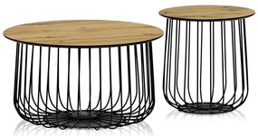 Dohányzóasztal szett 2 Darabból Vadtölgy Színben.Méretek: 60x34, pr.37x37 cm. AF-3007