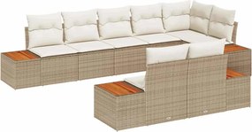 vidaXL Kerti Kanapé Szett párnával 8 pcs Beige és krém Polyrattan