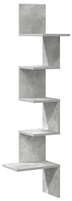 betonszürke forgácslap fali sarokpolc 32x32x127,5 cm