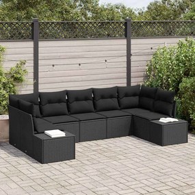 Kerti Kanapé Szett 7 pcs Fekete 289 x 154 x 85 cm Poli rattan