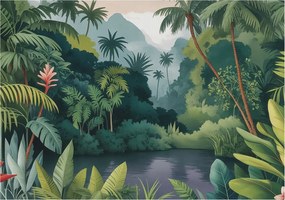 Flizelin tapéta Divatos 3D fali egzotikus táj 208x146 ragasztóval