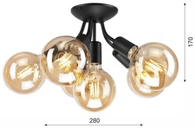 Fekete mennyezeti lámpa lámpabúra nélkül Viggo – LAMKUR