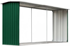 zöld horganyzott acél kerti tűzifatároló 330 x 92 x 153 cm