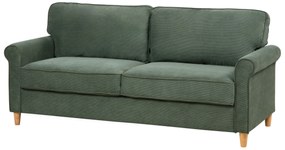 Háromszemélyes sötétzöld kordbársony kanapé RONNEBY Beliani