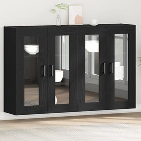 Fali Kabinetek 2 db Fekete Tölgy 69,5x34x90 cm Mérnöki Fa