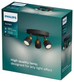 Philips - Spotlámpa NIALL 3xGU10/5W/230V fekete/réz