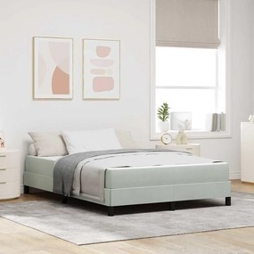 Boxspring ágy matraccal Világosszürke 140 x 190 cm Bársony