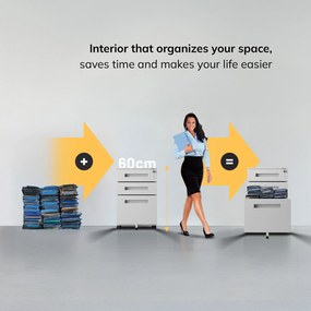 ATE fém irodai tároló 390 x 600 x 500 mm, szürke