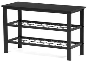 Fekete Fém Cipőtartó, 2 Polcos