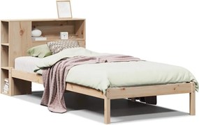 vidaXL tömör fenyőfa könyvespolcos ágy matrac nélkül 100 x 200 cm