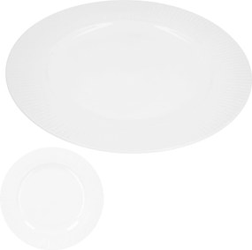Ebédlő tányér lapos 27 cm fehér porcelán finom mintával