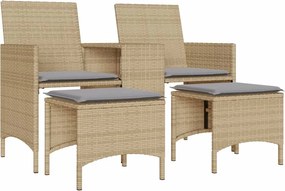 vidaXL 2 személyes bézs polyrattan kerti kanapé asztallal/székkel