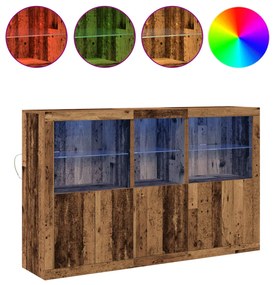Tálaló LED világítással Viharvert fa 162x37x100 cm Műanyag