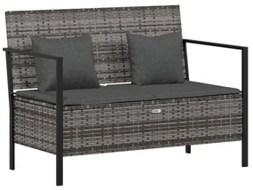 2 személyes szürke polyrattan kerti kanapé párnával