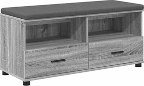 vidaXL Előtér pad Szürke Sonoma 100 x 38 x 46 cm Műanyag Fa és Szövet