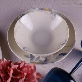 24 darabos porcelán étkészlet, fehér/kék
