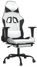 vidaXL fehér és fekete műbőr játékszék lábtartóval
