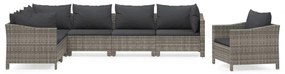 vidaXL 7 részes szürke polyrattan kerti ülőgarnitúra párnákkal