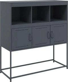 vidaXL antracitszürke acél tálalószekrény 100,5 x 39 x 107 cm