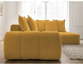 Mustársárga zsenília kinyitható-tárolóhelyes sarokkanapé (jobb oldali-L alakú) Everest – Bobochic Paris