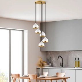 Csillár zsinóron YILDO 5xE27/40W/230V fehér/arany