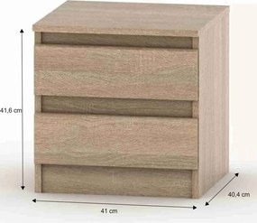 2 fiókos éjjeliszekrény, tölgy sonoma, HANY NEW 002